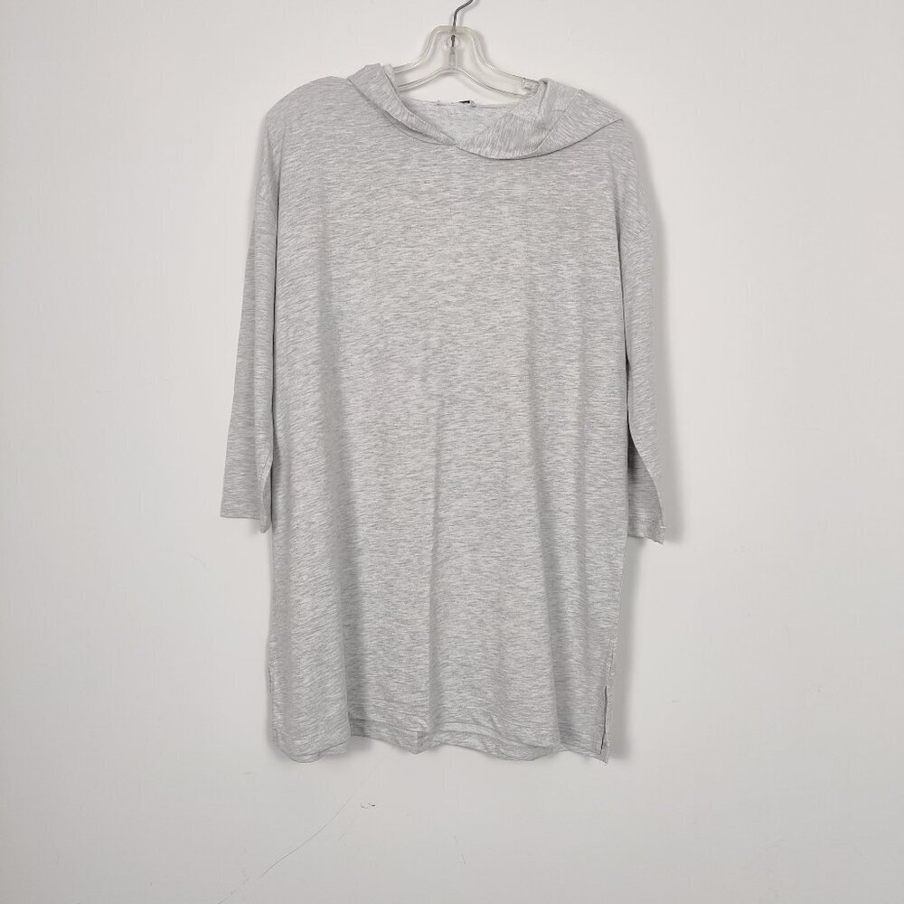 Muni Muni Women's Sweatshirt Tunic Dress Silver Gray Hooded Size Large Oversized